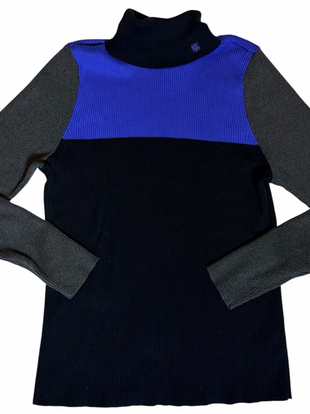 Vintage 90s Y2K Lauren Ralph Lauren Cotton Ribbed Colorblock Sweater XL